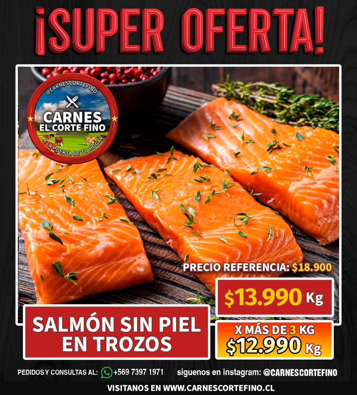 Salmón sin piel en trozos 